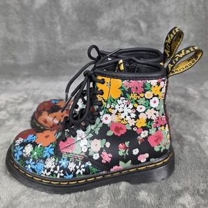Dr Marten TODDLER 1460 FLORAL MASH UP LEATHER LACE UP BOOTS 10 US
